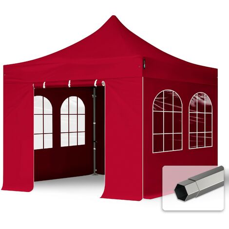 Tonnelle pliante/ pavillon pliable 3x3 m Couleur rouge - D14213