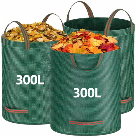3X300L Garden Waste Bags Extra Strong 4 Handles Thick Polypropylene Reusable Leaves Branches Plants