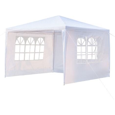 3x3m Garden Gazebo Marquee Tent with Side Panels, Fully Waterproof, Powder Coated Steel co.ukame for Outdoor Wedding Garden Party, White(3 full size church windows)