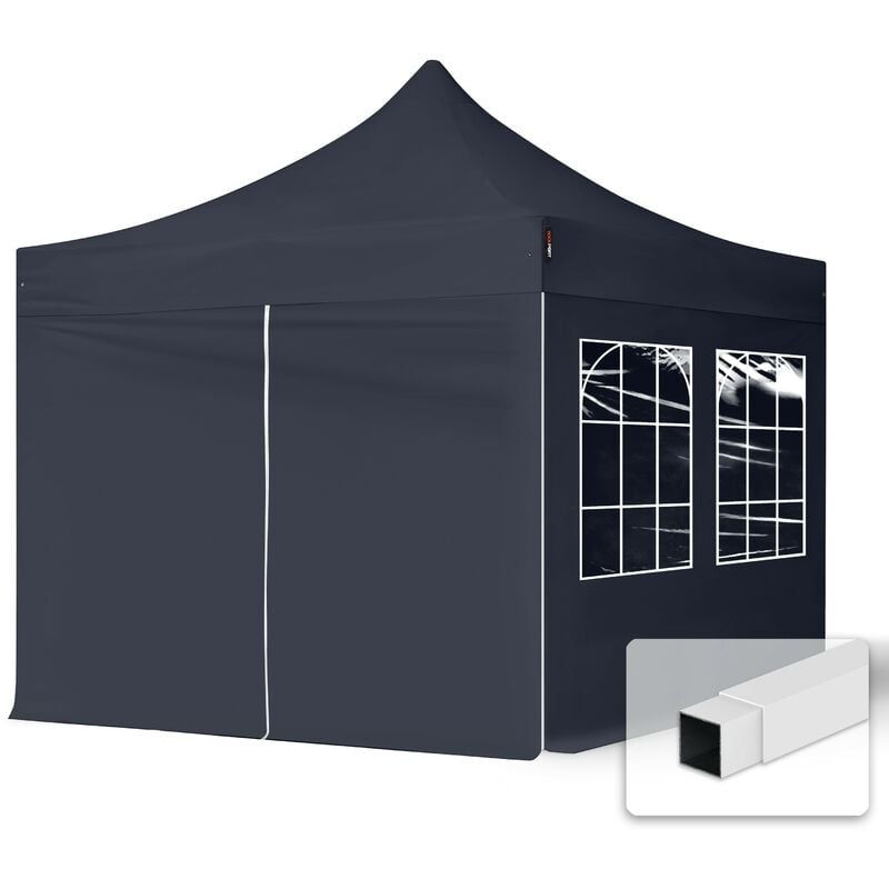 

Carpasol - 3x3m Gazebo plegable - 4 paneles laterales PES300 Gazebo plegable de acero Carpas de fiesta en el jardín negro - nero