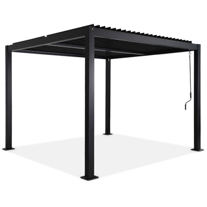 Sweeek Louvered pergola aluminium and steel 3 x 3m black - Palace