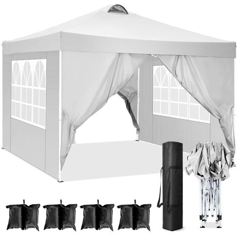 3x3M Tente de réception et barnum Tonnelle de Jardin Imperméable réglable Pliante Anti-UV avec Sac de Transport pour Camping, Festival avec 4 parois latérales amovibles