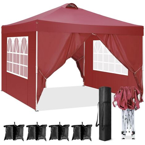3x3M Tente de réception et barnum Tonnelle de Jardin Imperméable réglable Pliante Anti-UV avec Sac de Transport pour Camping, Festival avec 4 parois latérales amovibles