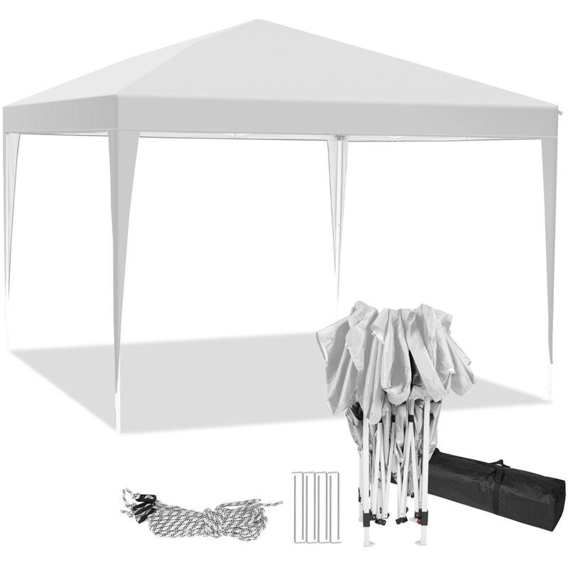 3x3m Tonnelle Pliante de Jardin Imperméable, Barnum Pliant Protection contre le soleil pour pique-nique, camping, marché - Sac de transport - Blanc