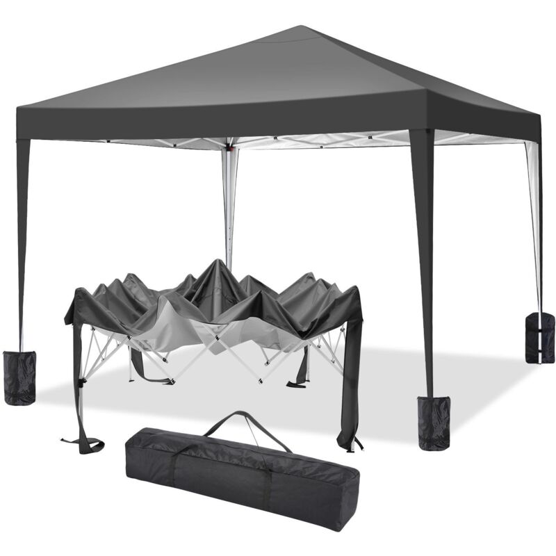 3x3M Tonnelle pliante de jardin Imperméable Anti-UV Hauteur réglable, Barnum pliant pour activités extérieures, marché, camping, pique-nique - Sac de