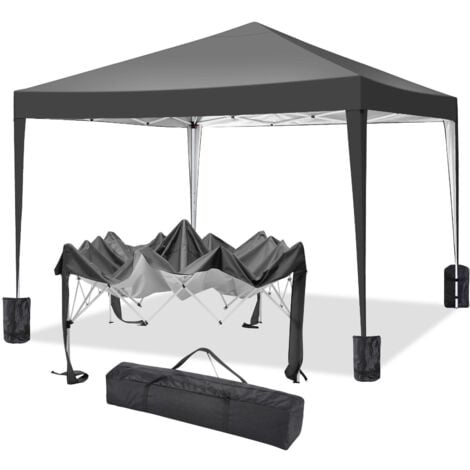 3x3M Tonnelle pliante de jardin Imperméable Anti-UV Hauteur réglable, Barnum pliant pour activités extérieures, marché, camping, pique-nique - Sac de transport Noir