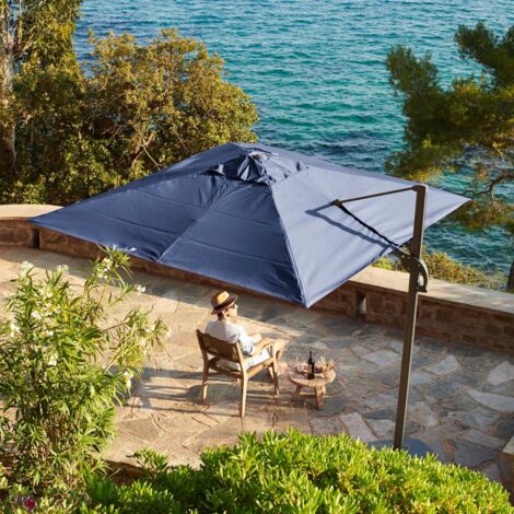 3x3m Wind-resistant cantilever parasol Anthracite grey BELVEO