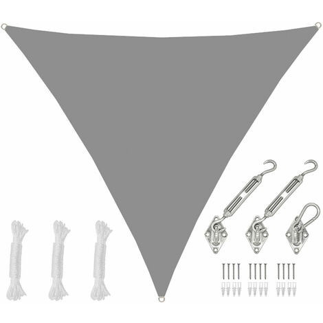 3x3x3 Voile d'Ombrage Triangulaire Étanche - Toile de Jardin avec Fixation Inox