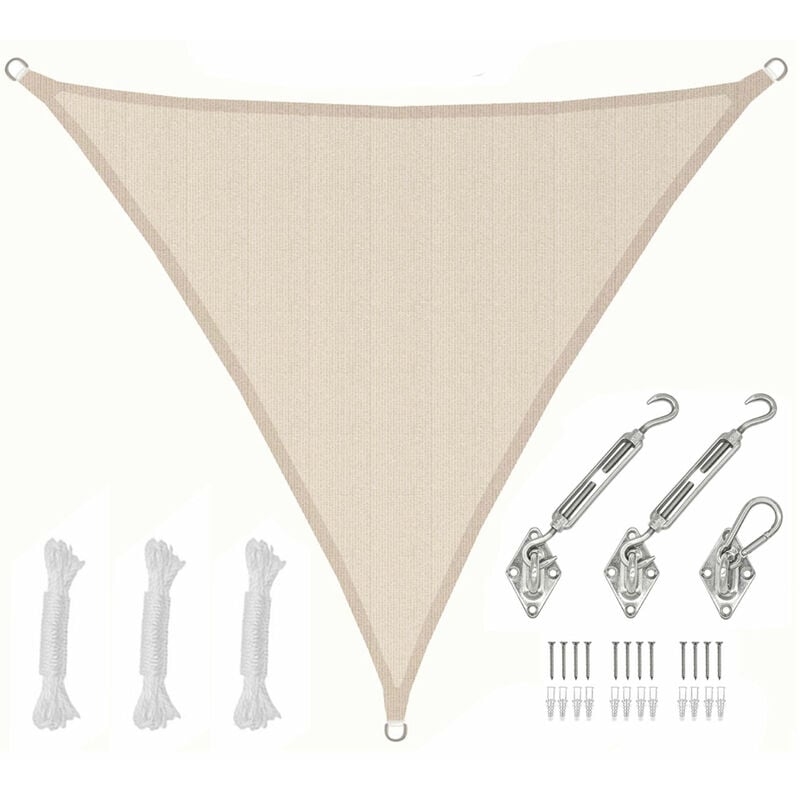 Amanka - 3x3x3 Voile d'Ombrage Triangulaire Respirante - Toile de Jardin uv avec Fixation