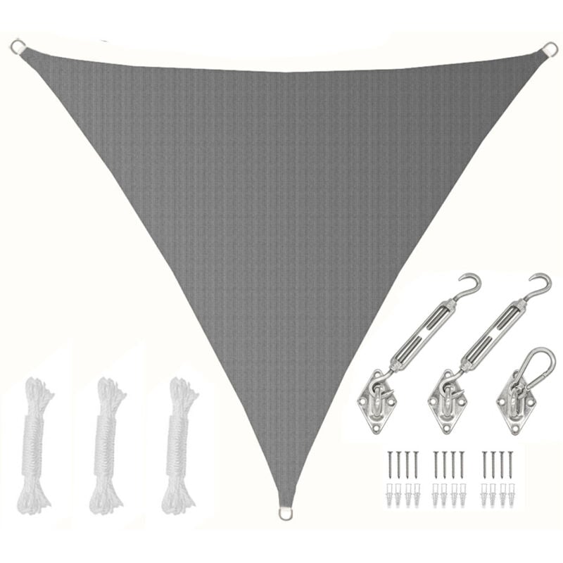 3x3x3 Voile d'Ombrage Triangulaire Respirante - Toile de Jardin UV avec Fixation