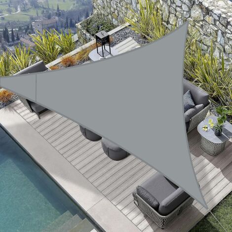 3x3x3m Gris Voile D'ombrage Impermable Triangulaire  Pes Toile Ombrage Auvent Protection Des Rayons Uv Pour Extrieur Jardin Terrass Balcon Couleur
