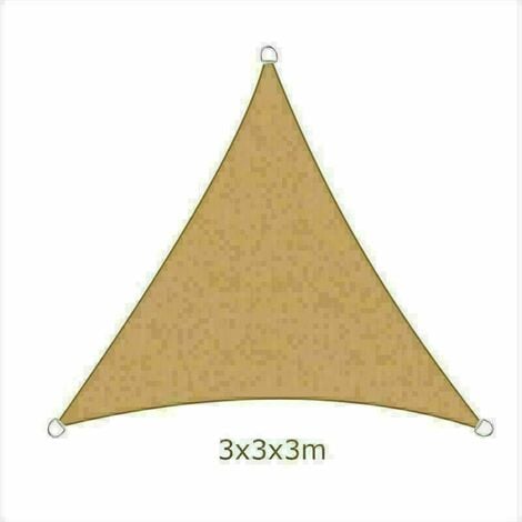 3x3x3m Sun Sail Shade Triangle Awning Canopy Garden Sun Patio Sunscreen - Sand