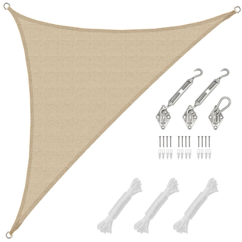 Amanka - 3x3x4,2 Voile d'Ombrage Triangulaire Respirante - Toile uv avec Fixation