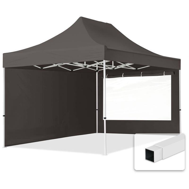 

3x4,5m Gazebo plegable - 2 paneles laterales (panorámica) PES300 Gazebo plegable de acero Carpas de fiesta en el jardín gris - grigio