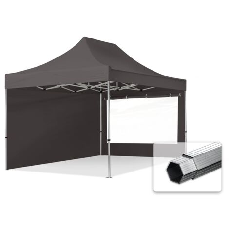 3x4.5m Pop Up Gazebo PROFESSIONAL Aluminium 40 mm, incl. Sidewalls with Panorama Windows, dark grey High Performance Polyester approx. 400g/m²