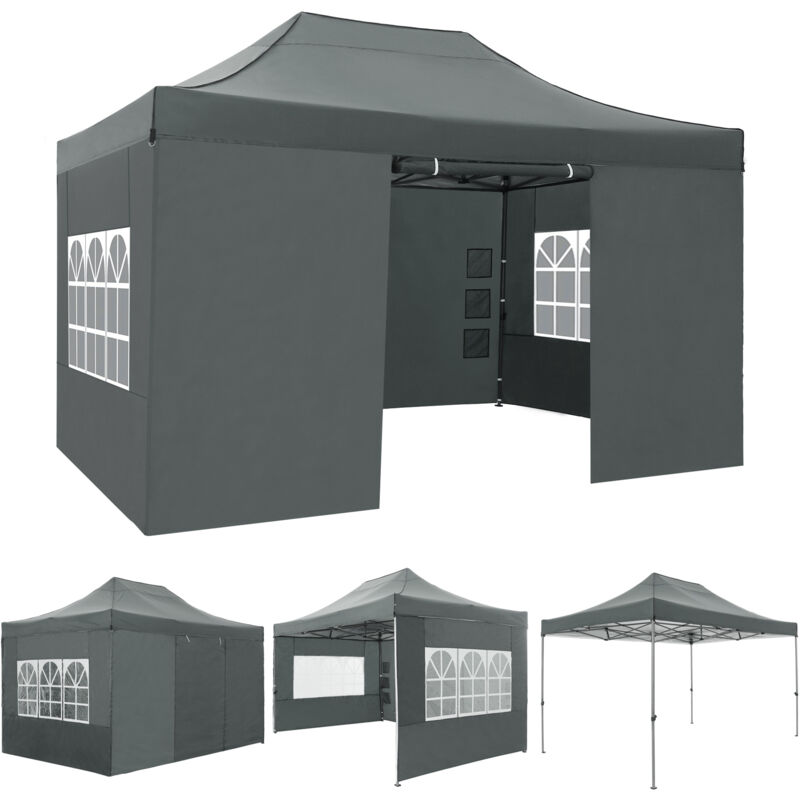 3x4.5mTonnelle Pliante de Jardin Imperméable et Anti-UV - Hauteur réglable pour Camping, Pique-nique, Activités extérieures - Barnum pliant avec 4