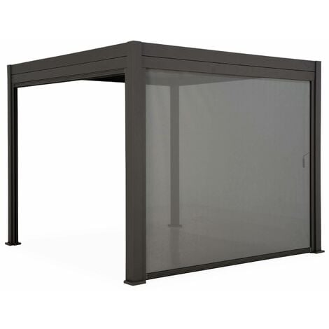 3x4m louvered pergola + 4m privacy screen, Triomphe + screen, Anthracite, 400x300x250 cm