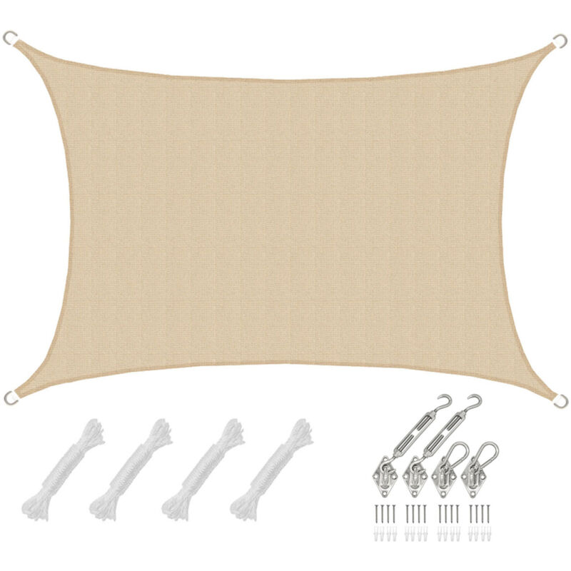3x5 Voile d'Ombrage Rectangulaire Respirante - Toile de Jardin uv avec Fixation