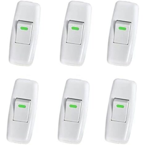 3x6,5 cm Confezione da 6 interruttori per lampade, interruttori a siluro, interruttori a cavo in linea, interruttori per lampade da comodino, interruttori a bilanciere in linea per la sostituzione di 