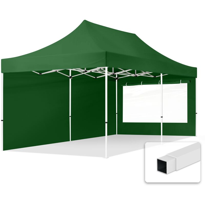 

3x6m Gazebo plegable - 2 paneles laterales (panorámica) PES300 Gazebo plegable de acero Carpas de fiesta en el jardín verde - verde