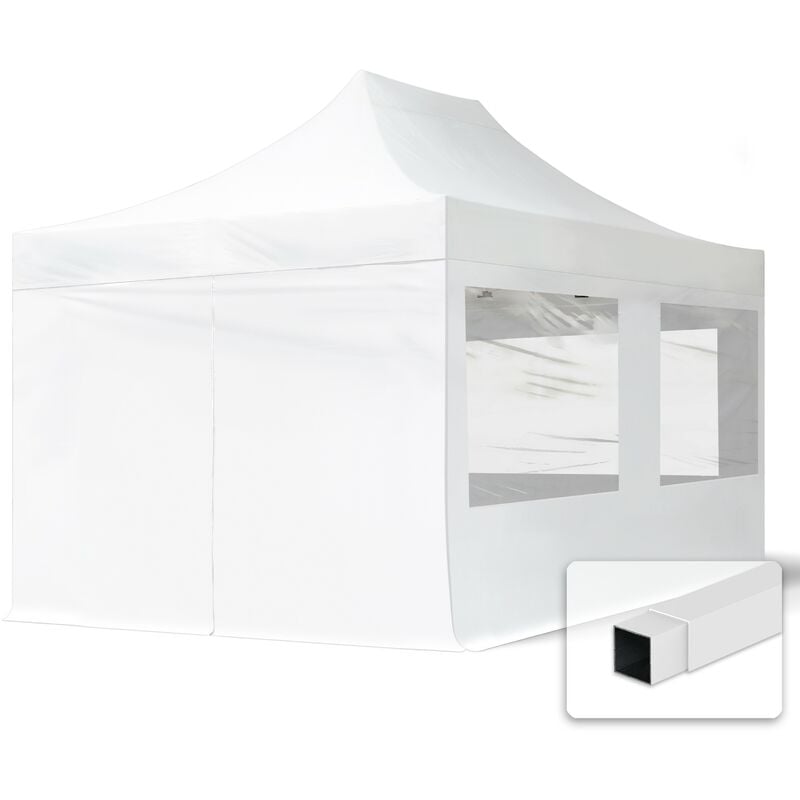 

3x6m Gazebo plegable - 4 paneles laterales (panorámica) PES300 Gazebo plegable de acero Carpas de fiesta en el jardín blanco - bianco