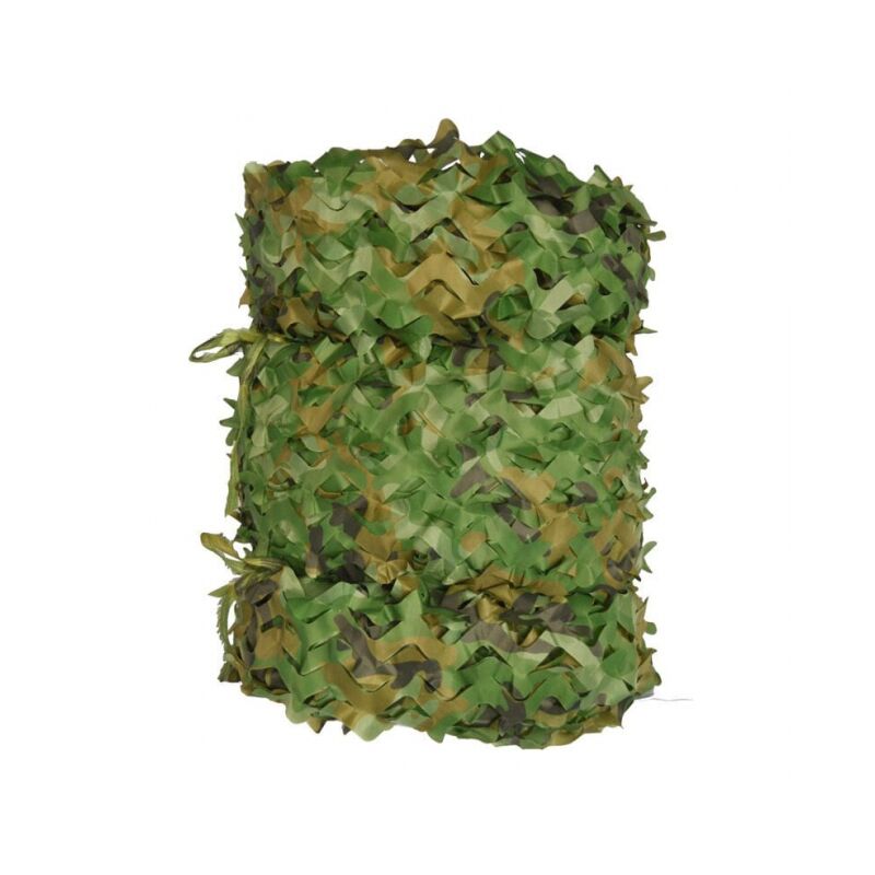 3x7m, Voile d'ombrage rectangulaire en maille de camouflage verte, design camouflage