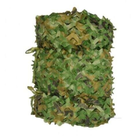 3x6m, Voile d'ombrage rectangulaire en maille de camouflage verte, design camouflage