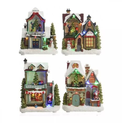 3xaa led casa di Natale modelli assortiti 14x9x20cm