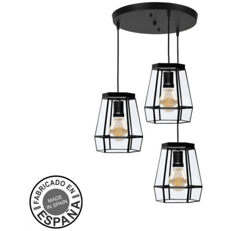 3xe27 nero regx42x42 cm guida a soffitto