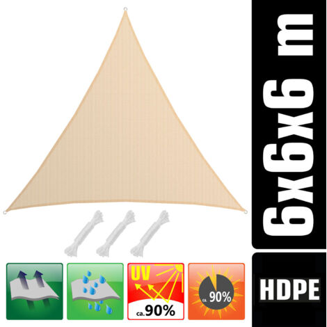 3XL-Dreieck Sonnensegel 6x6x6 HDPE Atmungsaktiv UV-Sonnen-Schutz Terrasse Balkon