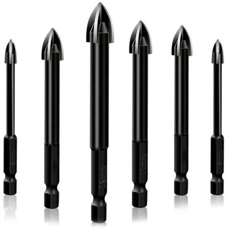 [4 + 5 + 6 + 8 + 10 + 12] Paquete de seis brocas triangulares multiusos para vidrio, cerámica, plástico, madera y aleación, sierras de corona para taller de herramientas