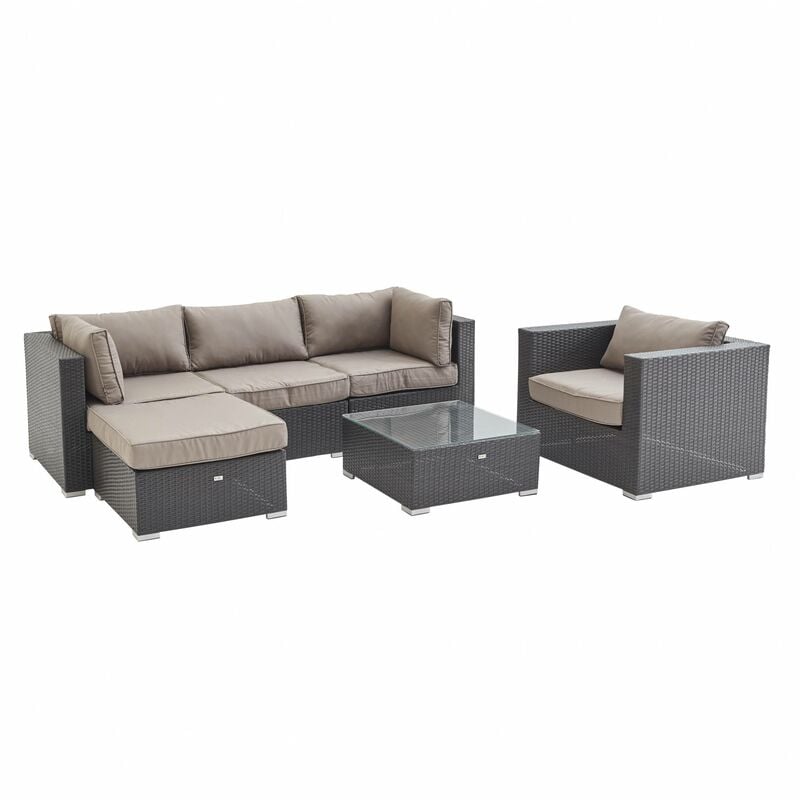 4-5 seater rattan garden sofa set - Caligari, chocolate ...