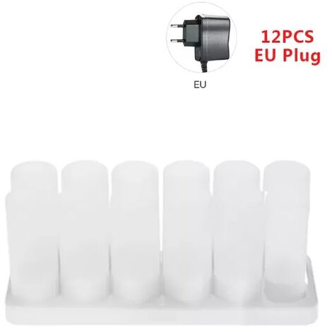 4/6/12pcs LED candela elettrica ricaricabile senza fiamma Tea Light Waxless Romantic Wedding Dinner Party Decoration con batteria,EU plug 12,Israele