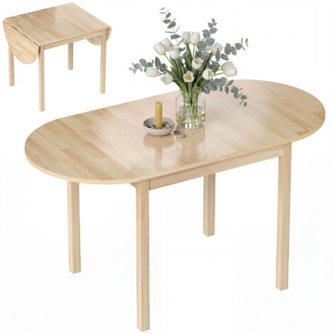 4-6 Person Wooden Drop-Leaf Table - Natural Finish