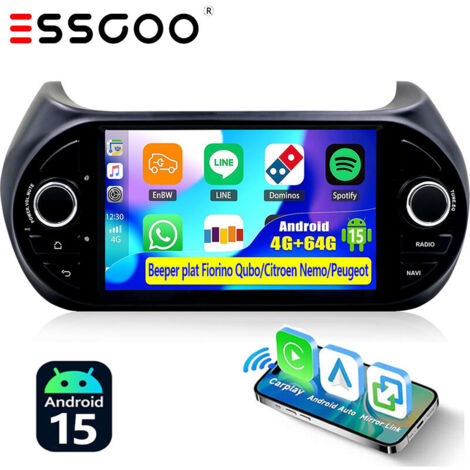 4 + 64G 7 "pour citroën Nemo Peugeot Bipper Fiat Fiorino autoradio Android 15 GPS RDS Navi WIFI écran tactile - 4+64G
