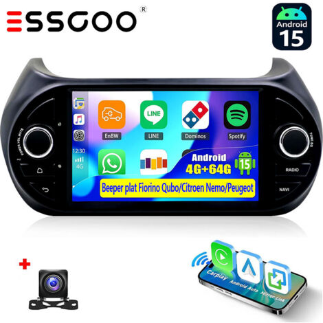 4 + 64G 7 "pour citroën Nemo Peugeot Bipper Fiat Fiorino autoradio Android 15 GPS RDS Navi WIFI écran tactile - 4+64G CAM