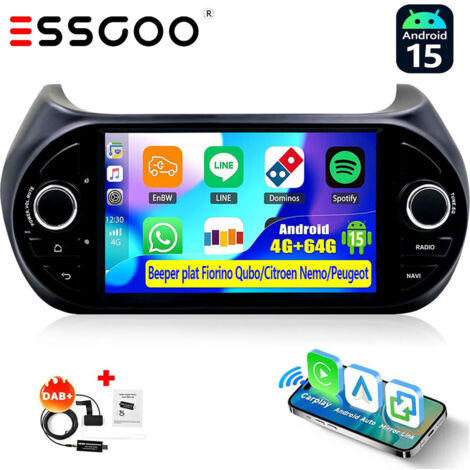 4 + 64G 7 "pour citroën Nemo Peugeot Bipper Fiat Fiorino autoradio Android 15 GPS RDS Navi WIFI écran tactile - 4+64G DAB+
