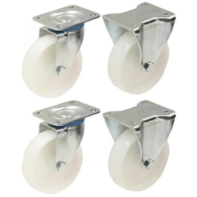 4-80mm 7.6cm Nylon Casters - Heavy Duty Swivel & Fixed Caster Set 120kg Each