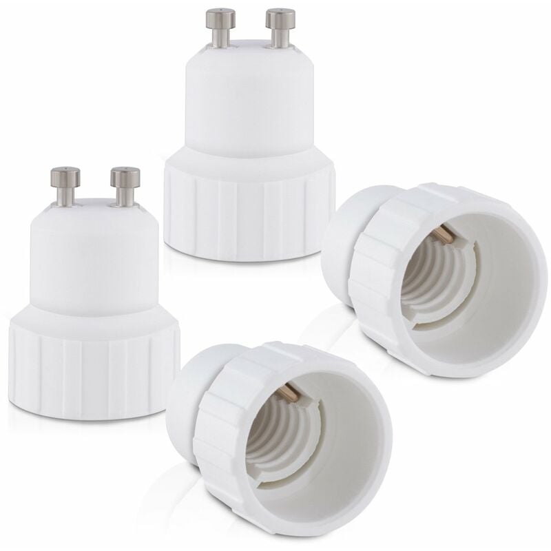 Jusch - 4 Adaptateur de douille - Convertisseur douilles GU10 vers E14 - Adaptateur de support de lampe culot baïonnette pour ampoule led halogène