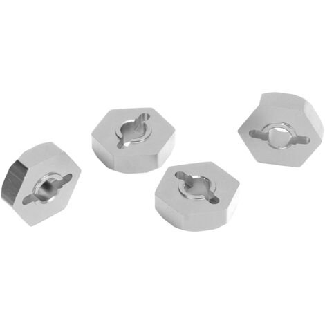 4 Adaptateurs de moyeux hexagonaux en aluminium 12mm avec axes pour TRAXXAS 1/16, couleur argent
