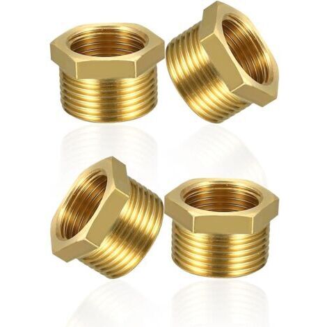 4 adattatori riduttori in ottone da 1/2 a 3/8 di pollice (filettatura maschio Ø 20 mm x filettatura femmina Ø 15 mm), raccordo filettato da maschio a femmina, raccordo filettato per tubi dell'acqua (d