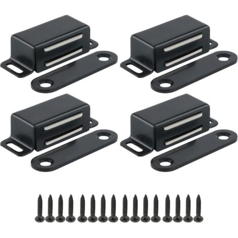 4 aimants de placard 4,6 cm loquet magnétique inox, noir