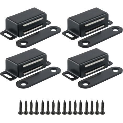 4 aimants de placard 4,6 cm loquet magnétique inox, noir