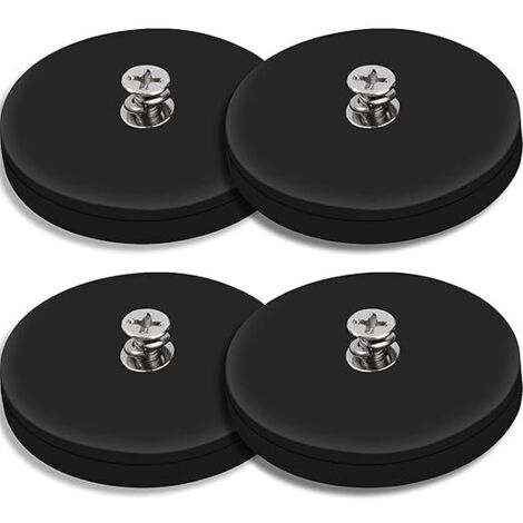 4 aimants montage revêtus noirs anti-rayures filetés avec boulons écrous pour caméra éclairage outils, M4 trou lisse