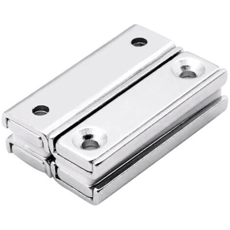 4 aimants rectangulaires, force de 30 kg, 60 x 13,5 x 5 mm avec trou