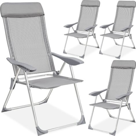 4 aluminium garden chairs with headrest - reclining garden chairs, garden recliners, outdoor chairs
