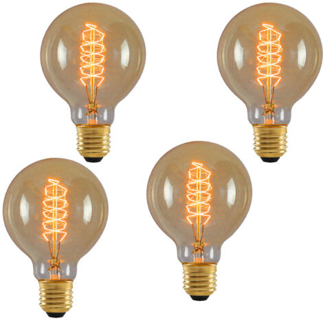 4 ampoules rétro 40W E27 à filament G80, 220V, ampoules LED à filament de tungstène (B)
