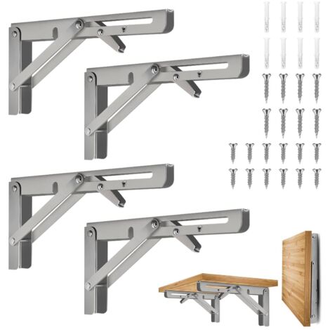 4 Angolari Ripiegabili da 30cm, Supporto Mensola Pieghevole, Supporti Scaffale Pieghevoli per Carichi Pesanti, Angolare Scaffale, Supporto Console Pieghevole Retrattile in Acciaio Inossidabile da Pare