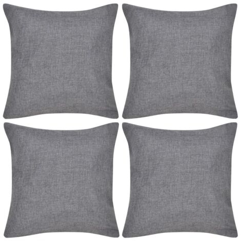 4 Anthracite Cushion Covers Linen-look 50 x 50 cm VD00579