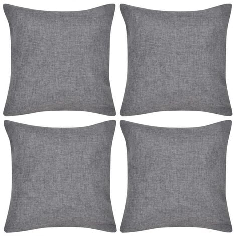 4 Anthracite Cushion Covers Linen-look 80 x 80 cm VD00580